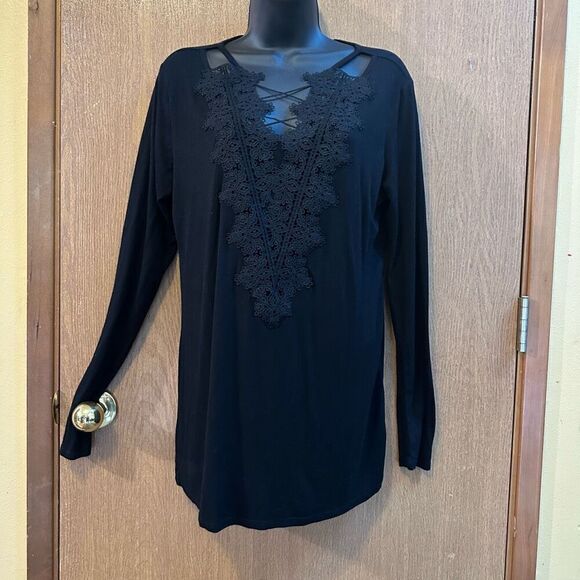 Hippie Chic Long Sleeve black shirt women size L - Picture 3 of 12